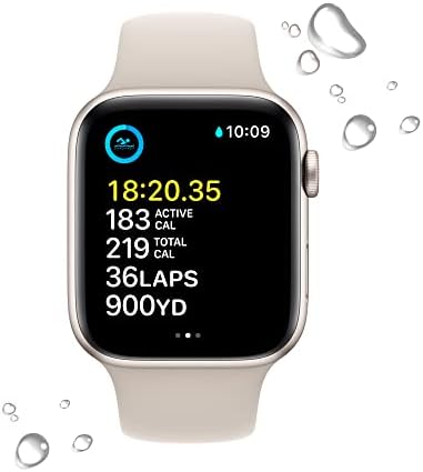 Apple Watch SE [GPS + Cellular 44 ממ] שעון חכם W/Starlight Aluminum Case & Starlight Sport Band - M/L. גשש
